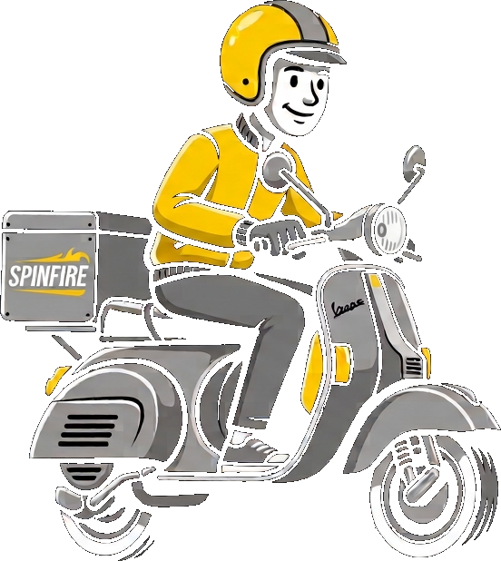 SPINFIRE delivery rider on a scooter